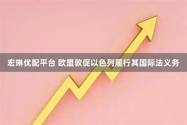 宏琳优配平台 欧盟敦促以色列履行其国际法义务